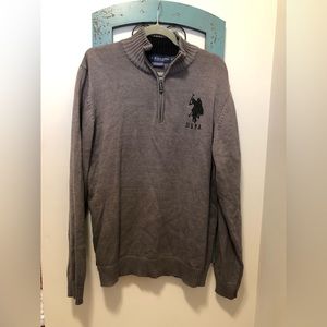 US Polo association quarter zip sweater grey